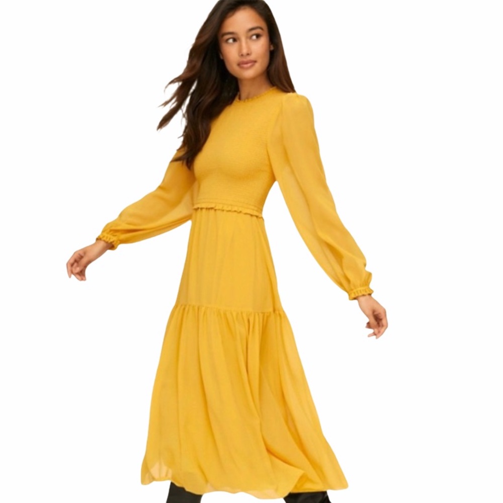 Aritzia Wilfred Rosalyn Dress in Cairo Gold